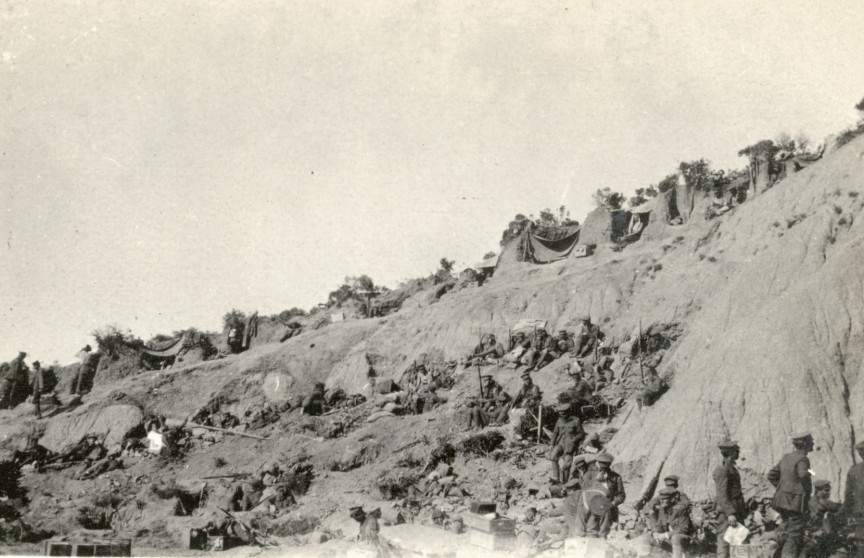 A view of the rear of the Walker's Ridge, Gallipoli position on the 25th April 1915. 