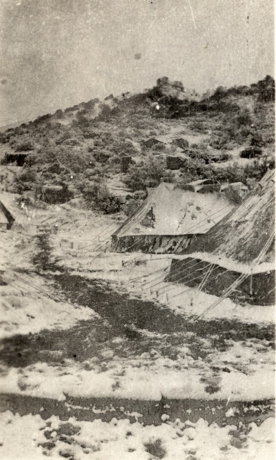 A view of the 1st Field Ambulance, Gallipoli, in the snow 