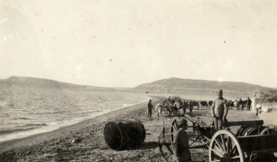 Turkish forces withdrawing their artillery from the Gallipoli Peninsula